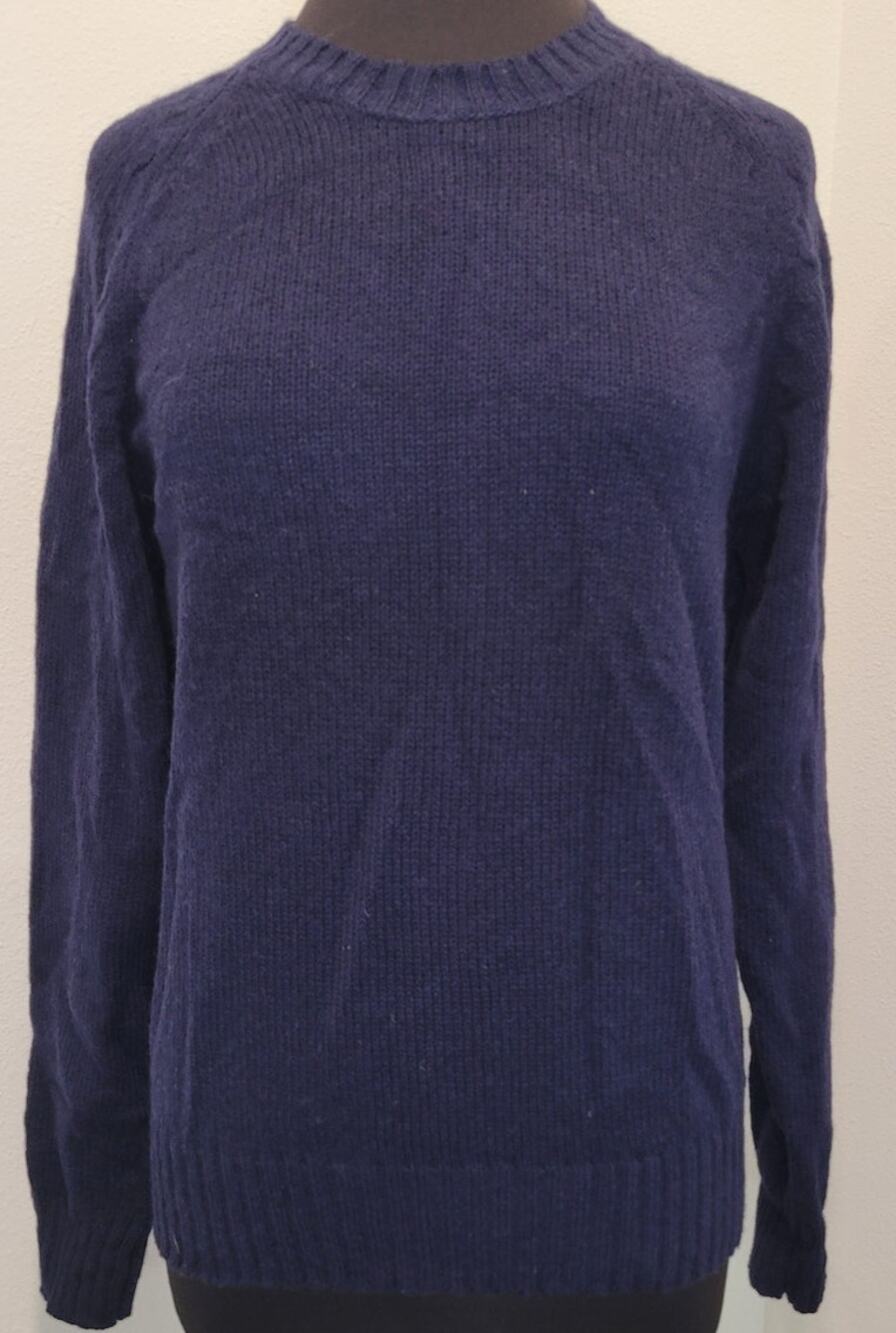 VTG Fox Collection Navy Wool Blend Sweater M Heritage Knit